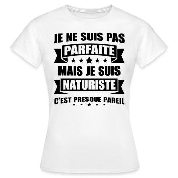JE SUIS NATURISTE - T-shirt Femme - blanc - Devant - AI Model Female 172 dark (172cm)