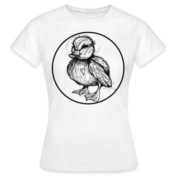 Poussins Canard Poulet Duckling indie Illustration Art - T-shirt Femme - blanc - Devant - AI Model Female 172 dark (172cm)