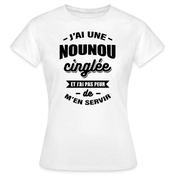 J'AI UNE NOUNOU CINGLÉE - T-shirt Femme - blanc - Devant - AI Model Female 172 dark (172cm)