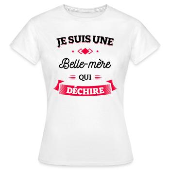 BELLE-MÈRE QUI DÉCHIRE - T-shirt Femme - blanc - Devant - AI Model Female 172 dark (172cm)