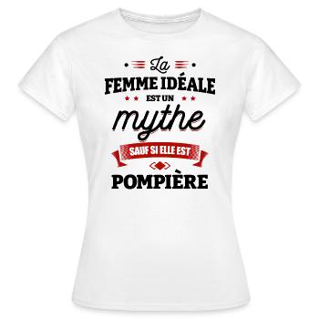 LA FEMME IDÉALE EST POMPIÈRE - T-shirt Femme - blanc - Devant - AI Model Female 172 dark (172cm)