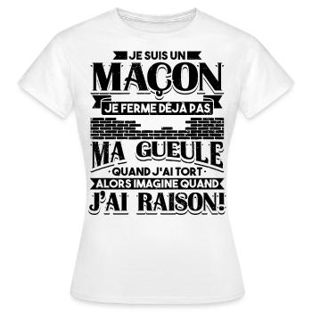 Maçon Maçonnerie Humour Macon - T-shirt Femme - blanc - Devant - AI Model Female 172 dark (172cm)