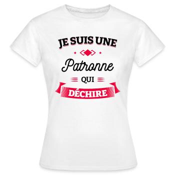 PATRONNE QUI DÉCHIRE - T-shirt Femme - blanc - Devant - AI Model Female 172 dark (172cm)