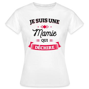 MAMIE QUI DÉCHIRE - T-shirt Femme - blanc - Devant - AI Model Female 172 dark (172cm)