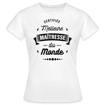 CERTIFIÉE MEILLEURE MAÎTRESSE DU MONDE - T-shirt Femme - blanc - Devant - AI Model Female 172 dark (172cm)