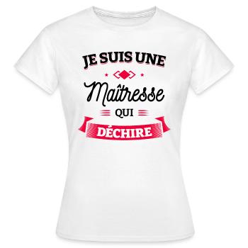 MAÎTRESSE QUI DÉCHIRE - T-shirt Femme - blanc - Devant - AI Model Female 172 dark (172cm)