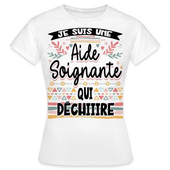 Aide Soignante Humour Aides Soignants - T-shirt Femme - blanc - Devant - AI Model Female 172 dark (172cm)