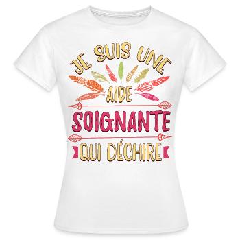 Aide Soignante Humour Aides Soignants - T-shirt Femme - blanc - Devant - AI Model Female 172 dark (172cm)
