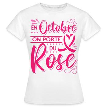 Octobre Ruban Rose Cancer du Sein Sensibilisation - T-shirt Femme - blanc - Devant - AI Model Female 172 dark (172cm)