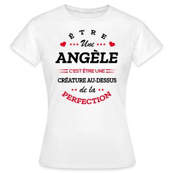 ANGÈLE PARFAITE - NOM ANGÈLE - T-shirt Femme - blanc - Devant - AI Model Female 172 dark (172cm)