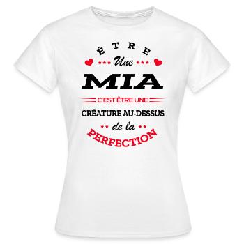 MIA PARFAITE - NOM MIA - T-shirt Femme - blanc - Devant - AI Model Female 172 dark (172cm)