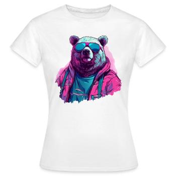 Pinker Bär mit Sonnenbrille - Frauen T-Shirt - Weiß - Vorne - AI Model Female 172 dark (172cm)