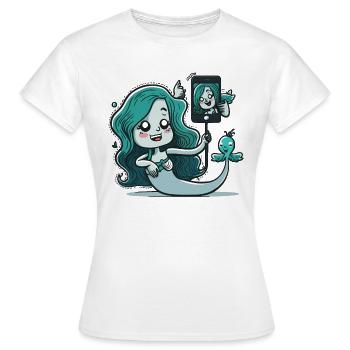 Sirène aimant les selfies - T-shirt Femme - blanc - Devant - AI Model Female 172 dark (172cm)
