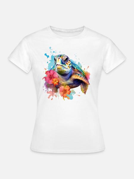 Eine farbenfrohe Schildkröte im Watercolor Style - Frauen T-Shirt - Weiß
