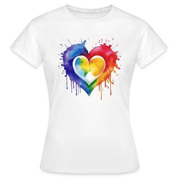 Ein Herz in verschiedenen Farben - Frauen T-Shirt - Weiß - Vorne - AI Model Female 172 dark (172cm)