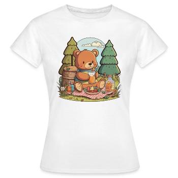 Picknick mit einem Bären - Frauen T-Shirt - Weiß - Vorne - AI Model Female 172 dark (172cm)