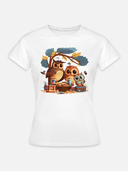 Eulenartiger Familienspaß - Frauen T-Shirt - Weiß