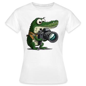 Schnappschuss Glückliches Reptil - Frauen T-Shirt - Weiß - Vorne - AI Model Female 172 dark (172cm)