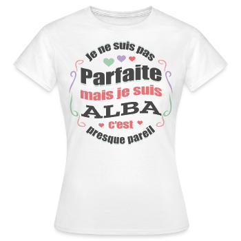 ALBA PARFAITE - PRENOM ALBA - T-shirt Femme - blanc - Devant - AI Model Female 172 dark (172cm)