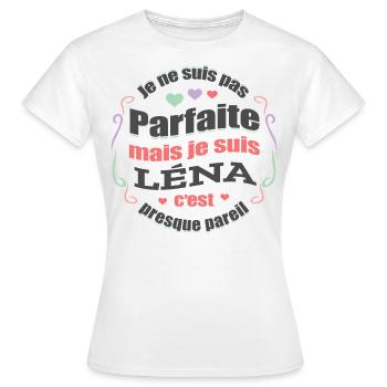 LÉNA PARFAITE - PRENOM LÉNA - T-shirt Femme - blanc - Devant - AI Model Female 172 dark (172cm)