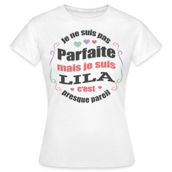 LILA PARFAITE - PRENOM LILA - T-shirt Femme - blanc - Devant - AI Model Female 172 dark (172cm)