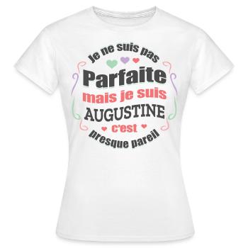 AUGUSTE PARFAITE - PRENOM AUGUSTE - T-shirt Femme - blanc - Devant - AI Model Female 172 dark (172cm)
