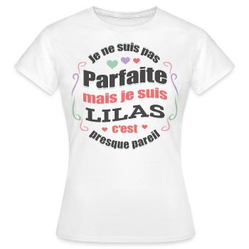 LILAS PARFAITE - PRENOM LILAS - T-shirt Femme - blanc - Devant - AI Model Female 172 dark (172cm)