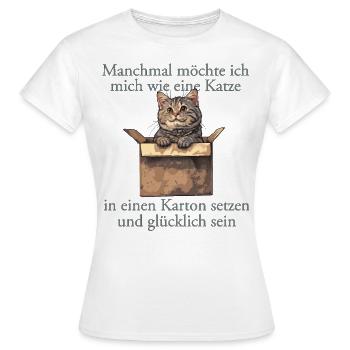 Katze im Karton Katzenmama und Katzenfan - Frauen T-Shirt - Weiß - Vorne - AI Model Female 172 dark (172cm)