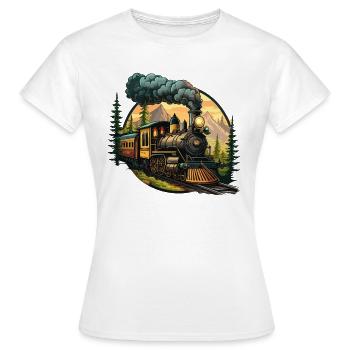 Zeitreise: Eine altmodische Dampfeisenbahn - Frauen T-Shirt - Weiß - Vorne - AI Model Female 172 dark (172cm)