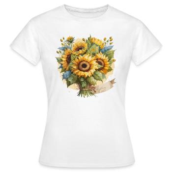Sérénade de tournesol : un bouquet d’aquarelle - T-shirt Femme - blanc - Devant - AI Model Female 172 dark (172cm)