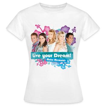 Mako Einfach Meerjungfrau Ensemble - Frauen T-Shirt - Weiß - Vorne - AI Model Female 172 dark (172cm)