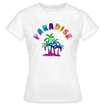 Devise du paradis tropical - T-shirt Femme - blanc - Devant - AI Model Female 172 dark (172cm)