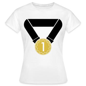 Médaille 1er place - T-shirt Femme - blanc - Devant - AI Model Female 172 dark (172cm)