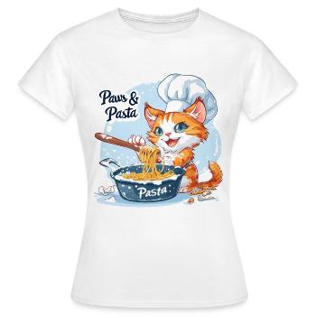 Pattes et pâtes Pattes et pâtes Dictons d’animaux - T-shirt Femme - blanc - Devant - AI Model Female 172 dark (172cm)