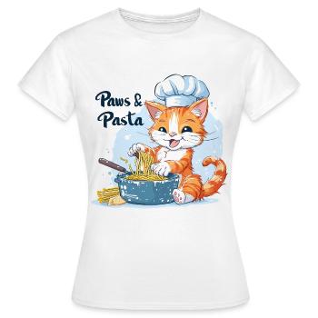 Pattes et pâtes Pattes et pâtes Dictons d’animaux - T-shirt Femme - blanc - Devant - AI Model Female 172 dark (172cm)