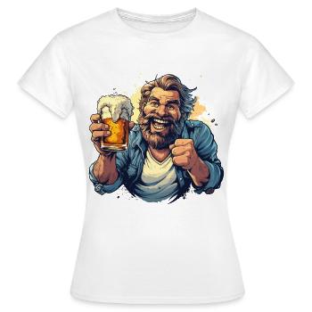 Tenue Buveur de Bière Fête des Pères Soirée Homme - T-shirt Femme - blanc - Devant - AI Model Female 172 dark (172cm)