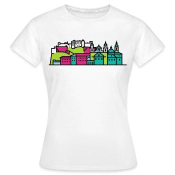 Art moderne en ligne de la forteresse skyline de la ville de Salzbourg - T-shirt Femme - blanc - Devant - AI Model Female 172 dark (172cm)