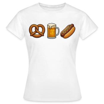 Pretzel Beer Mug Bratwurst Folk Festival Traditional Costumes Replacement - Women's T-Shirt - white - Front - AI Model Female 172 dark (172cm)