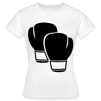 Boxhandschuhe - Frauen T-Shirt - Weiß - Vorne - AI Model Female 172 dark (172cm)