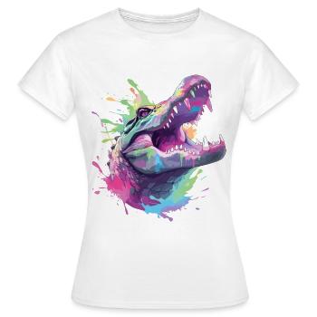 Alligator Crocodile Caiman Reptile Predator Animal - Women's T-Shirt - white - Front - AI Model Female 172 dark (172cm)