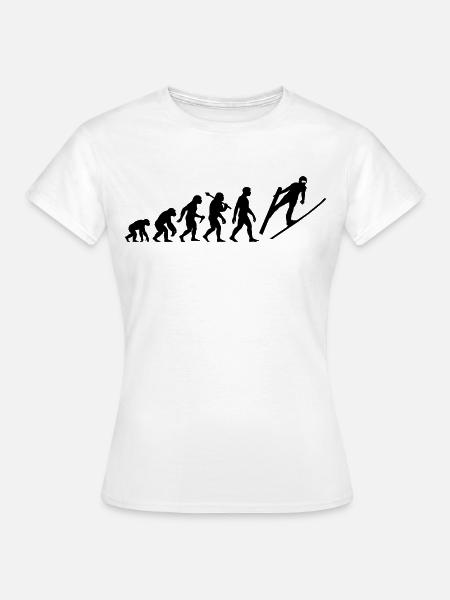 Skispringen Evolution Skispringer Im Flug - Frauen T-Shirt - Weiß