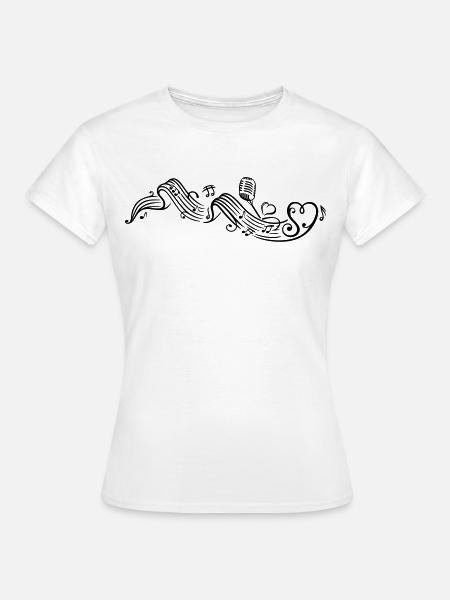Music sheet with microphon, music notes and clef - Women's T-Shirt - white