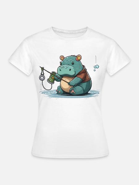Nilpferd-Angler - Frauen T-Shirt - Weiß