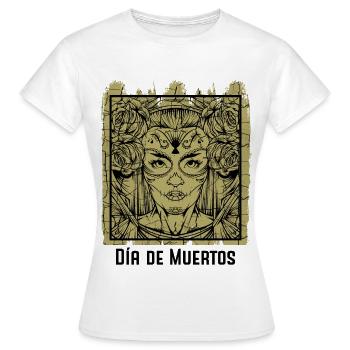Clavera Catrina | Cadeau de fête jour de la mort - T-shirt Femme - blanc - Devant - AI Model Female 172 dark (172cm)