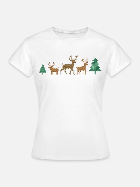 Lustige Weihnachten im Wald - Frauen T-Shirt - Weiß