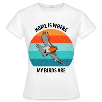 Observation des oiseaux Observation des oiseaux Observation des oiseaux - T-shirt Femme - blanc - Devant - AI Model Female 172 dark (172cm)