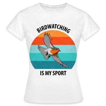 Observation des oiseaux Observation des oiseaux Observation des oiseaux - T-shirt Femme - blanc - Devant - AI Model Female 172 dark (172cm)
