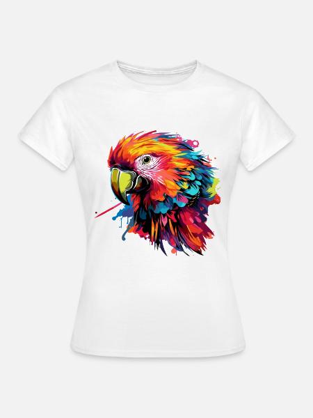 Bunter Papagei Farbkleckse - Frauen T-Shirt - Weiß