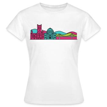 Dunfermline City Skyline Abbey Line Art - Women's T-Shirt - white - Front - AI Model Female 172 dark (172cm)