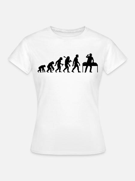 DJ Evolution Deejay Disc-Jockey Mischpult + Venyl - Frauen T-Shirt - Weiß